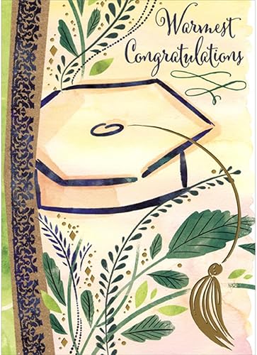 Designer Greetings Gorra de graduación negra con borla de lámina dorada Tarjeta de felicitación de graduación para grado de doctorado