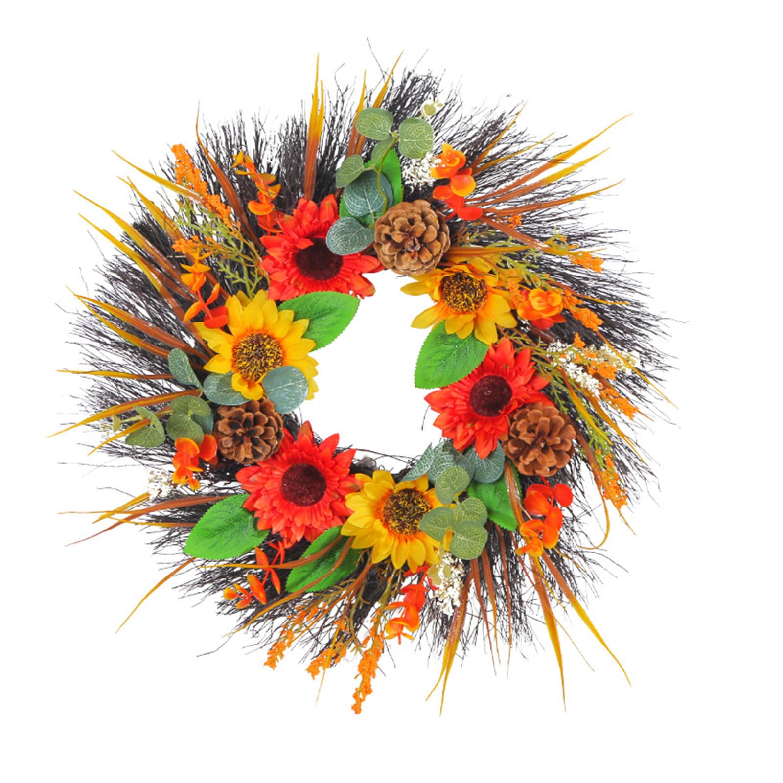 Corona Decorativa, Corona otoño Puerta Entrada con Cosecha Trigo y Bayas Naranja, Corona Puerta Entrada con Bayas, Corona Halloween Pared Dormitorio y Festival