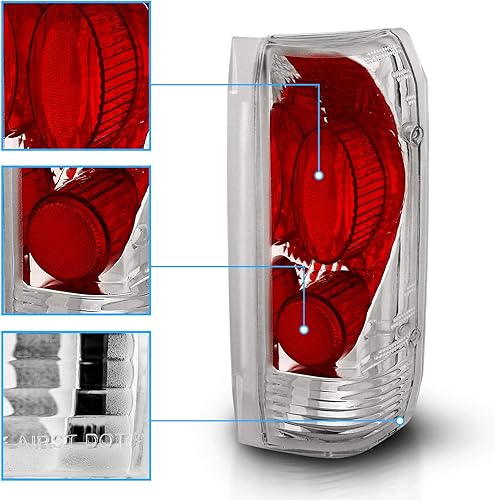 Miniatura 3 de AmeriLite Euro Chrome - Juego de luces traseras de freno de repuesto para Ford F150 F250 F350  Bronco 1989-1996 - lado del pasajero y del conductor