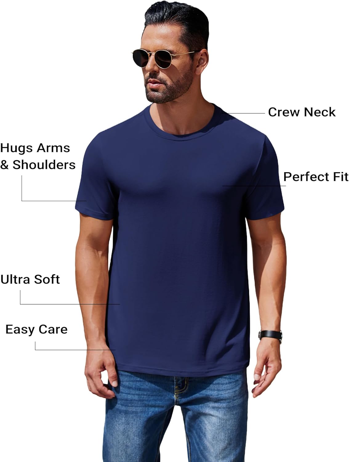 COOFANDY Men's Short Sleeve T-Shirts Crew Neck Casual Summer T Shirts 1-3 Pack Basic Tee Shirt - Image 2
