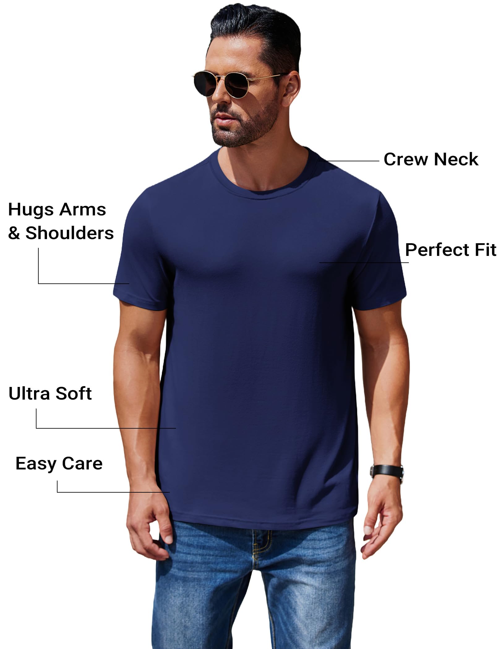 COOFANDY Lot de 1 à 3 t-shirts d'été décontractés à manches courtes et col rond pour homme