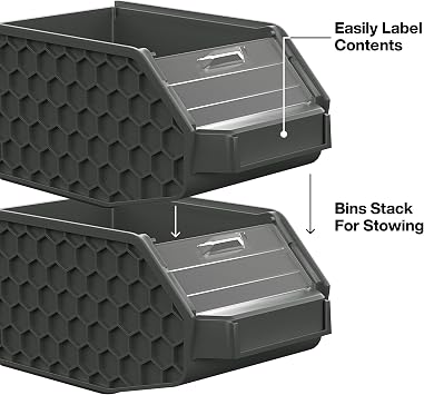 Klein Tools 54865MB MODbox Small Storage Bin, 3-Pack, Modular Wall-Mounted Organizer for Fasteners, Bits, and Accessories, Clear Removable Window, Tool-Free Mounting, Nestable Off-Wall Design