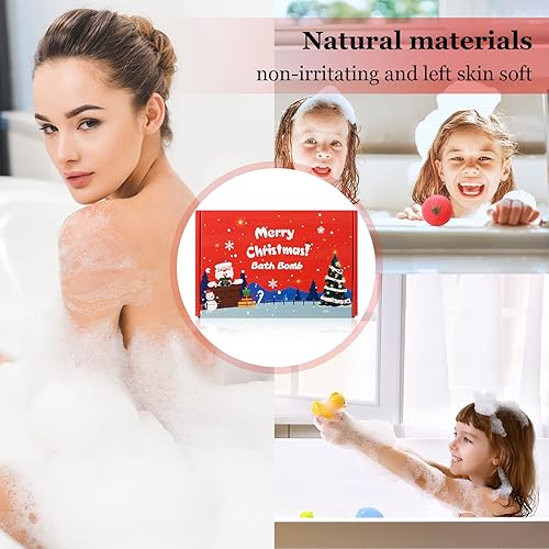 Miniatura 5 de Juego de 6 bombas de baño de Navidad con 6 juguetes sorpresa en el interior de bombas de baño de burbujas de Navidad, coloridas bolas de baño, caja