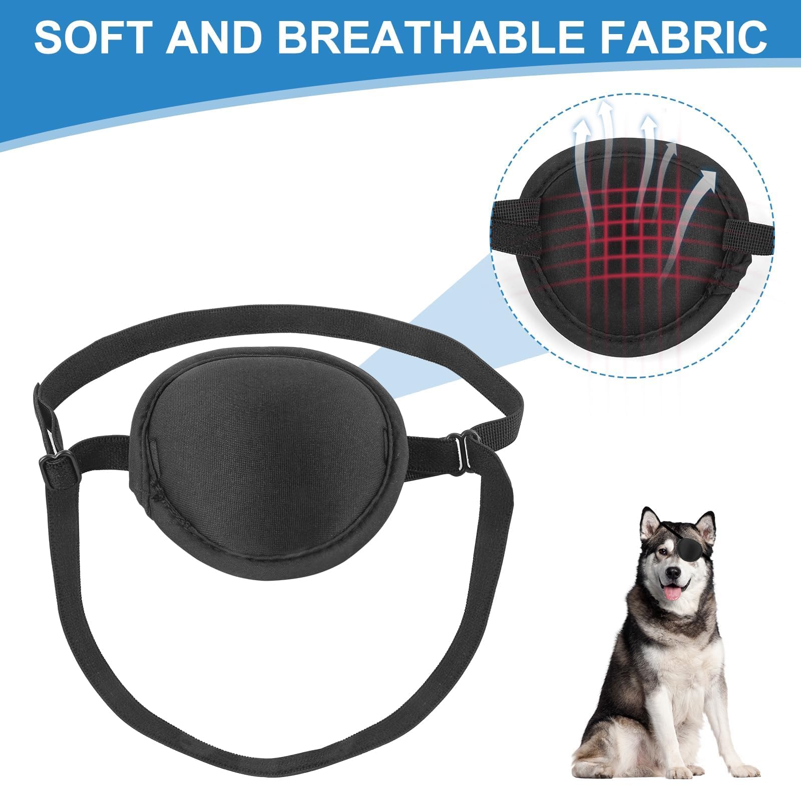 Cache-œil pour chien – Housse de protection pour blessures, récupération post-opératoire, bandeau réglable pour petits chiens et chats (2)