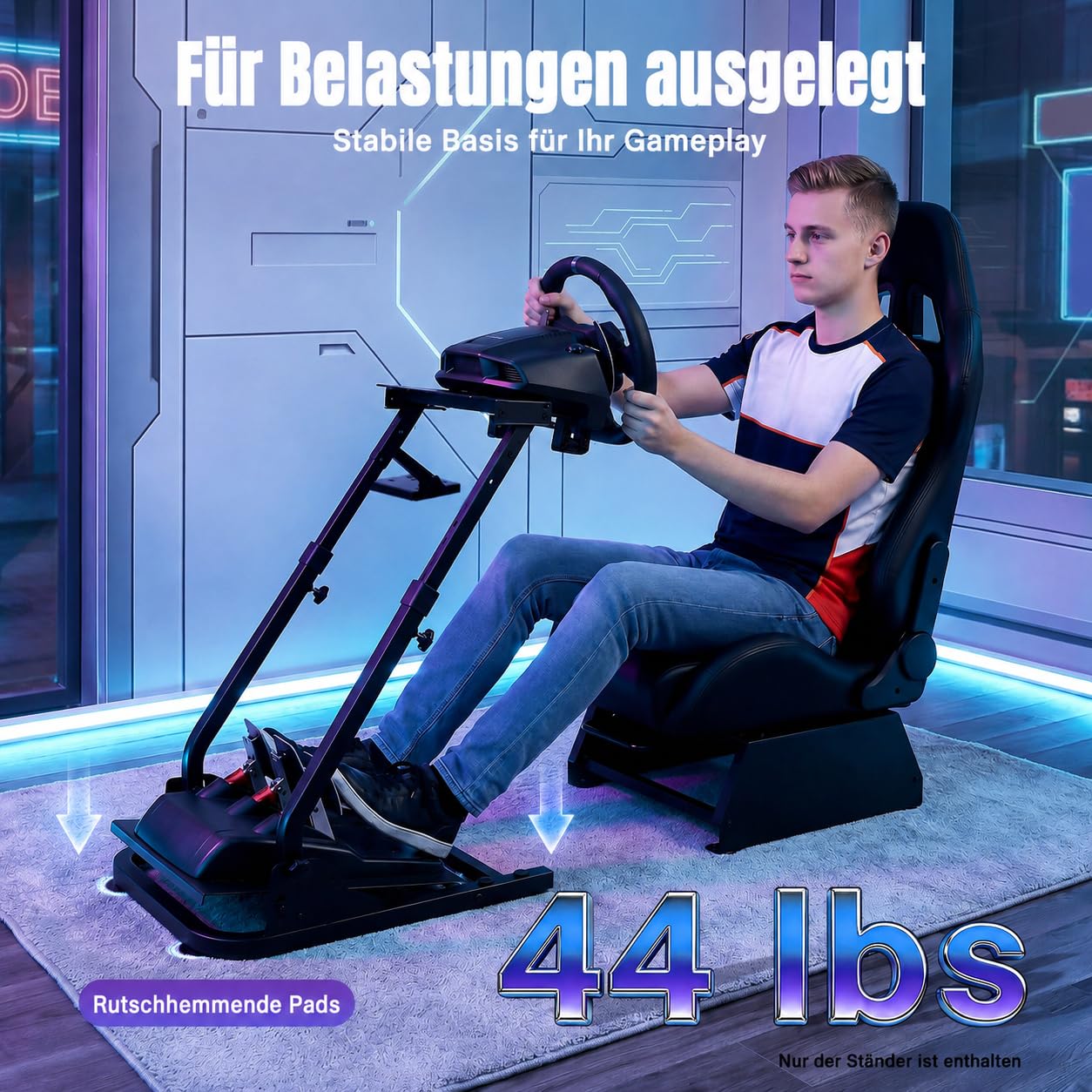 Racing Wheel Stand Lenkradständer, Lenkrad Gaming Wheel, Faltbar Spielsitz Rennsitz Racing Sitz, Höhenverstellbar (56–78 cm), Kompatibel mit den Meisten Lenkrädern, Es ist Geeignet für Spielräume