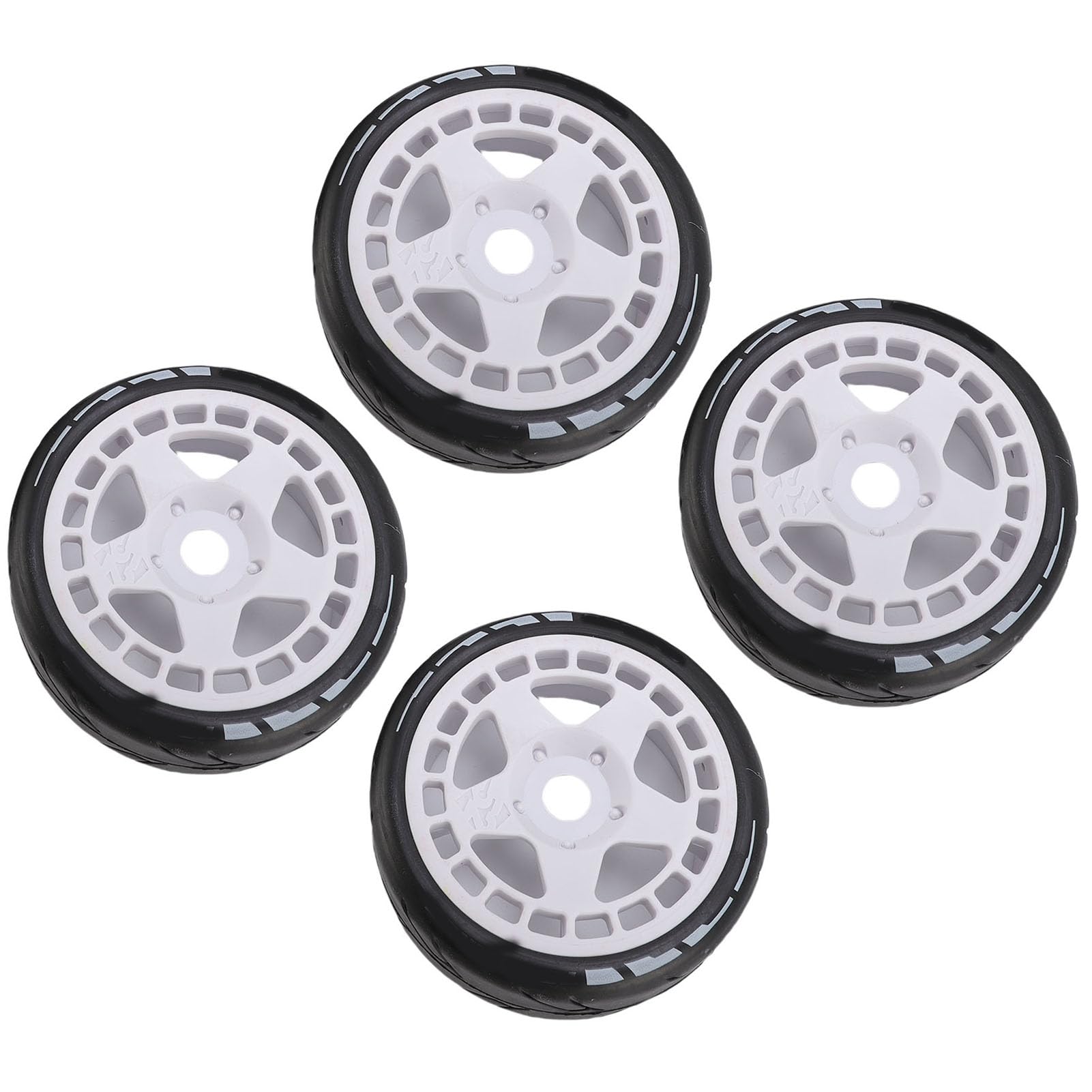 Pneumatici da Rally RC 4pcs, Plastica Robusta da 17 Mm 1/8 Pneumatici per Ruote per Auto RC con Uso Versatile, Durata Notevole, Installazione Rapida e Facile, Prestazioni Ottimali con (WHITE)