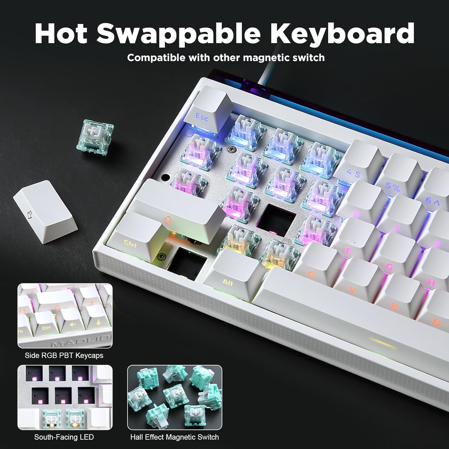 Hot-swappable magnetic switches on MIKIBY Nano 68 keyboard