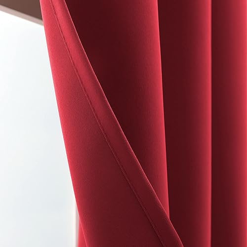 Miniatura 5 de Cortinas de cocina rojas para decoración navideña, privacidad suave, oscurecimiento de la habitación, pequeños niveles, con ojales, cortina de