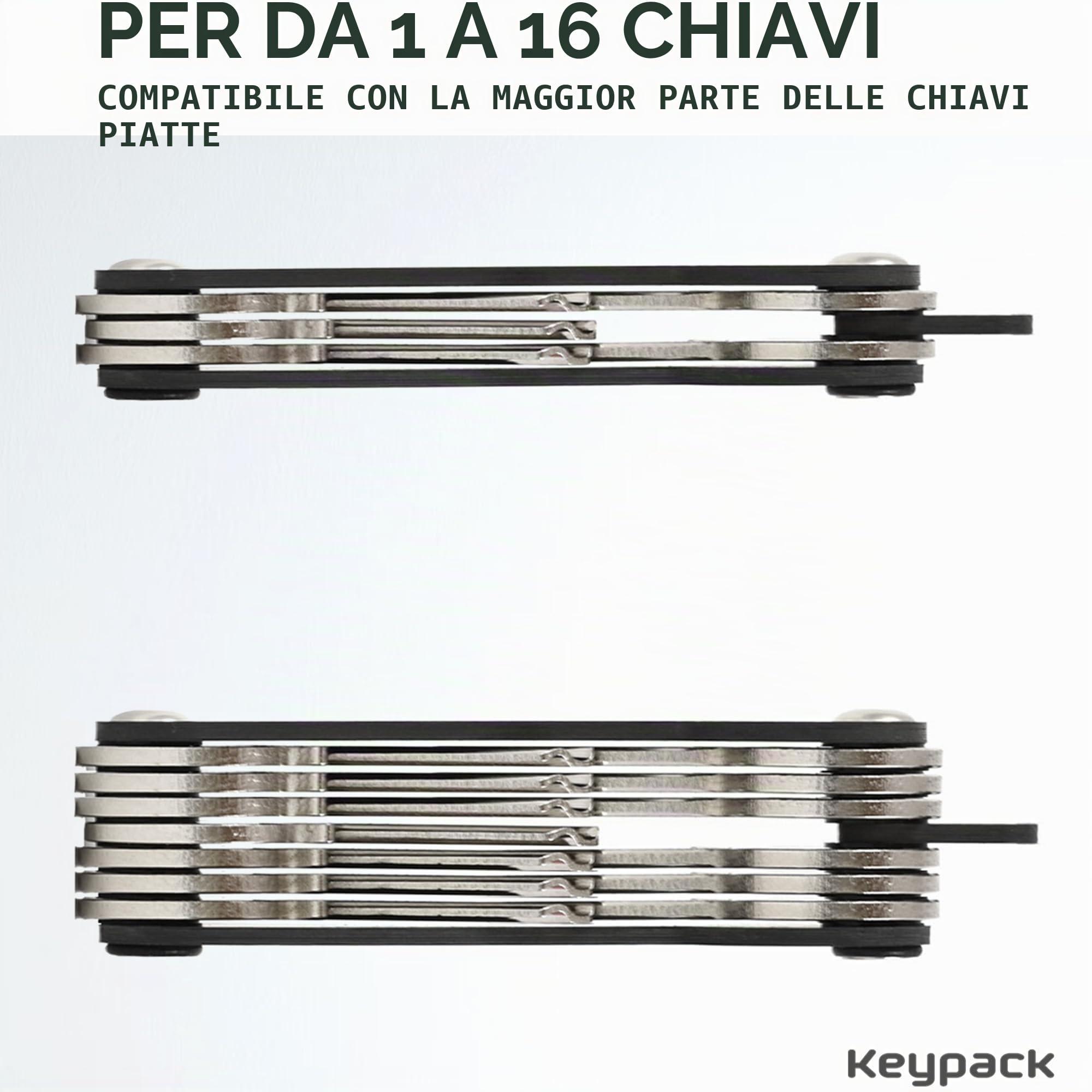 Organizzatore di chiavi con multiutensile 12 in 1 | Portachiavi per un massimo di 16 chiavi | Organizer Portachiavi in ​​carbonio