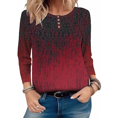 Zeagoo Long Sleeve Shirts for Women Henley T Shirts Loose Fit Tunics Dressy Casual Work Blouses Fall Fashion Tops