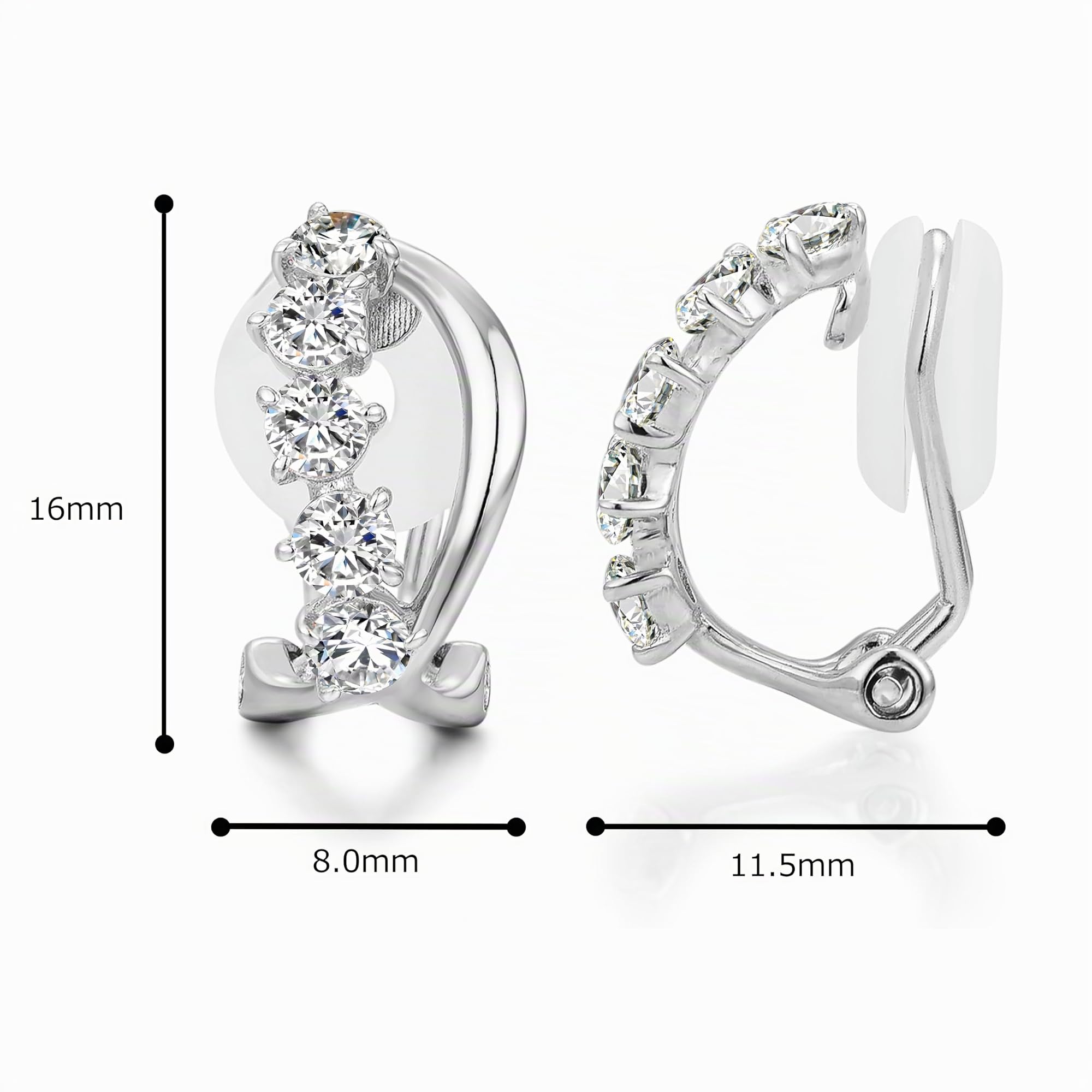Boucle d'Oreille Clip Femme Argenté et Or Rose avec Zircon Cubique Boucle Oreilles Sans Percage Hypoallergénique Bijoux Femme Raffiné Cadeau pour une Amie