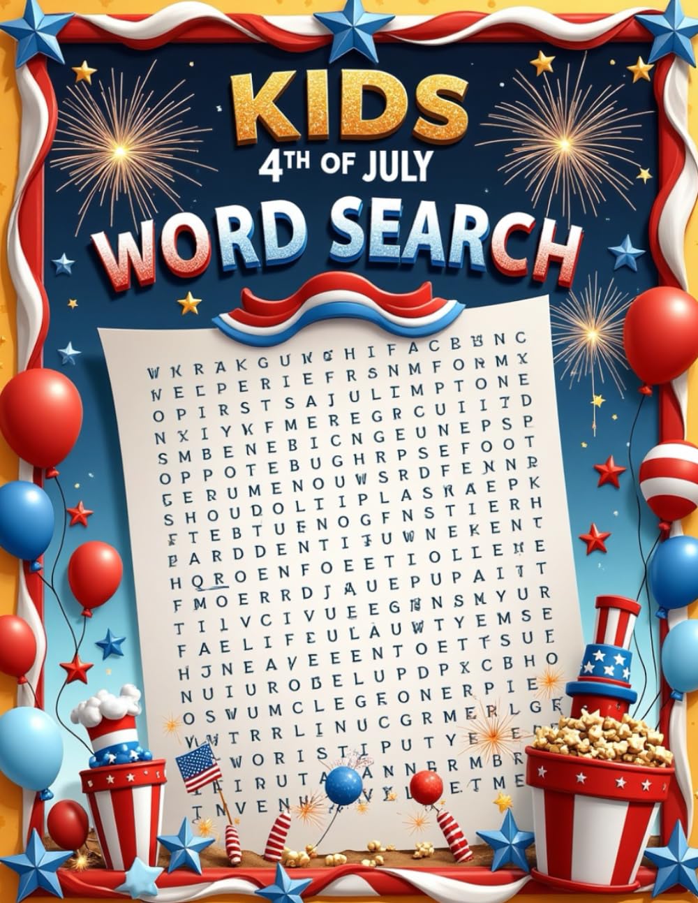 Kids 4th of July Word Search: •A Fourth of July Activity Book for Young Learners