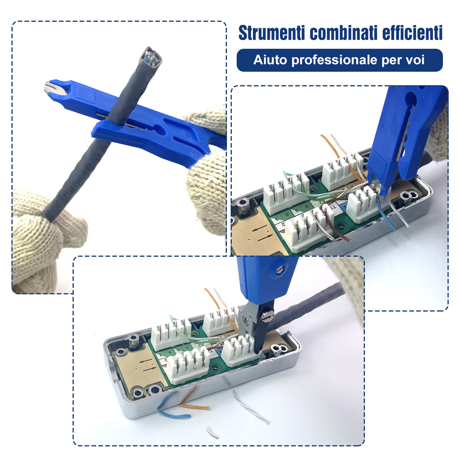 VCELINK Punch Down Attrezzo per Prese di Rete, Pinza Crimpatrice di Impatto con Tagliafili, Blu