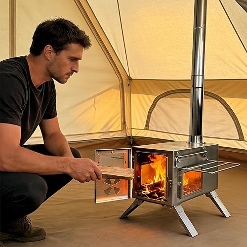 Miniatura 2 de Camping Portable Wood Burning Small Pellet Tent Stove,Cooking Heater Winter camping gear