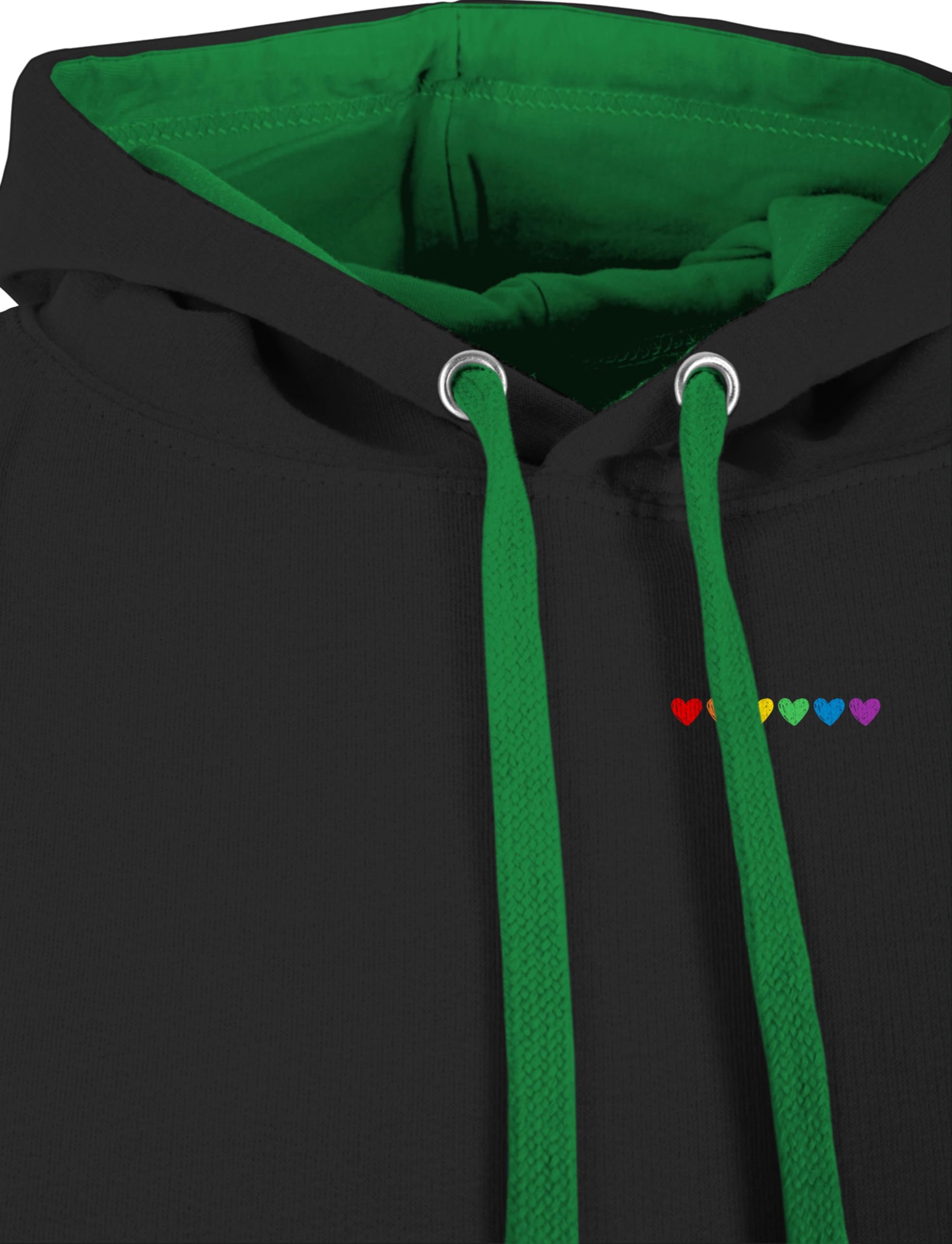 Shirtracer - Pullover Herren Frauen Hoodie Kontrast zweifarbig - Kleidung Flag - Brustdruck Regenbogen Herzen Pride Outfit CSD Accessoires LGBTQ I Christopher Street Day I Lesbisch I Schwul I