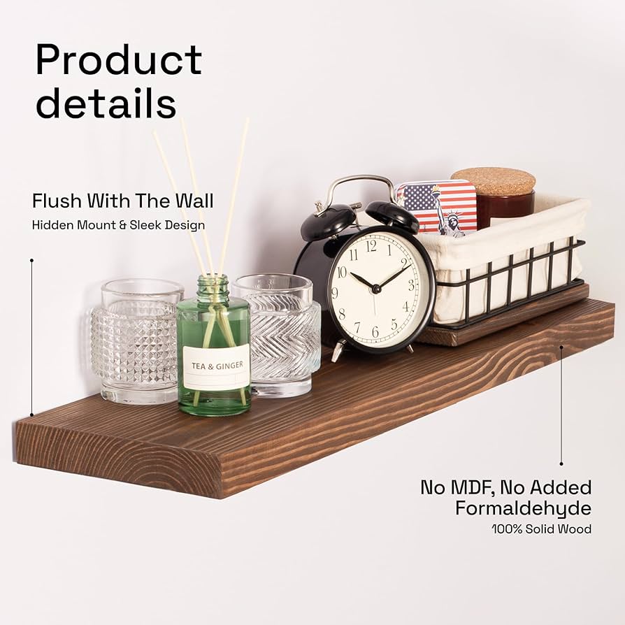 Amazon.com: BAOBAB WORKSHOP Wood Floating Shelves Set of 2