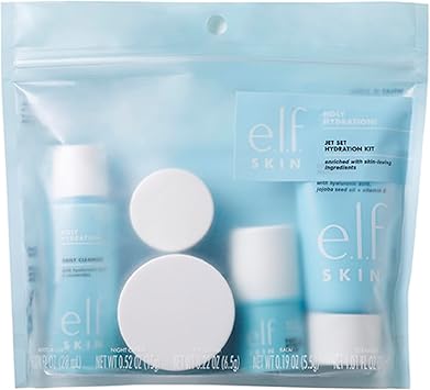 e.l.f. SKIN Jet Set Hydration Kit, Travel Friendly Hydrating Skincare Set, Face Cleanser, Balm, Moisturiser, Eye Cream and Night Cream, Vegan and Cruelty-Free