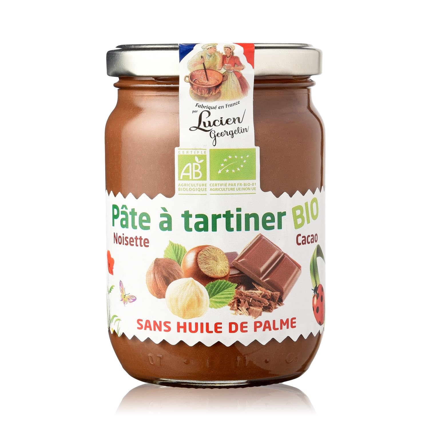 Un petit déjeuner gourmand sans huile de palme — Pâte à tartiner bio noisette cacao LUCIEN GEORGELIN, pot de 280 g - Lot de 3