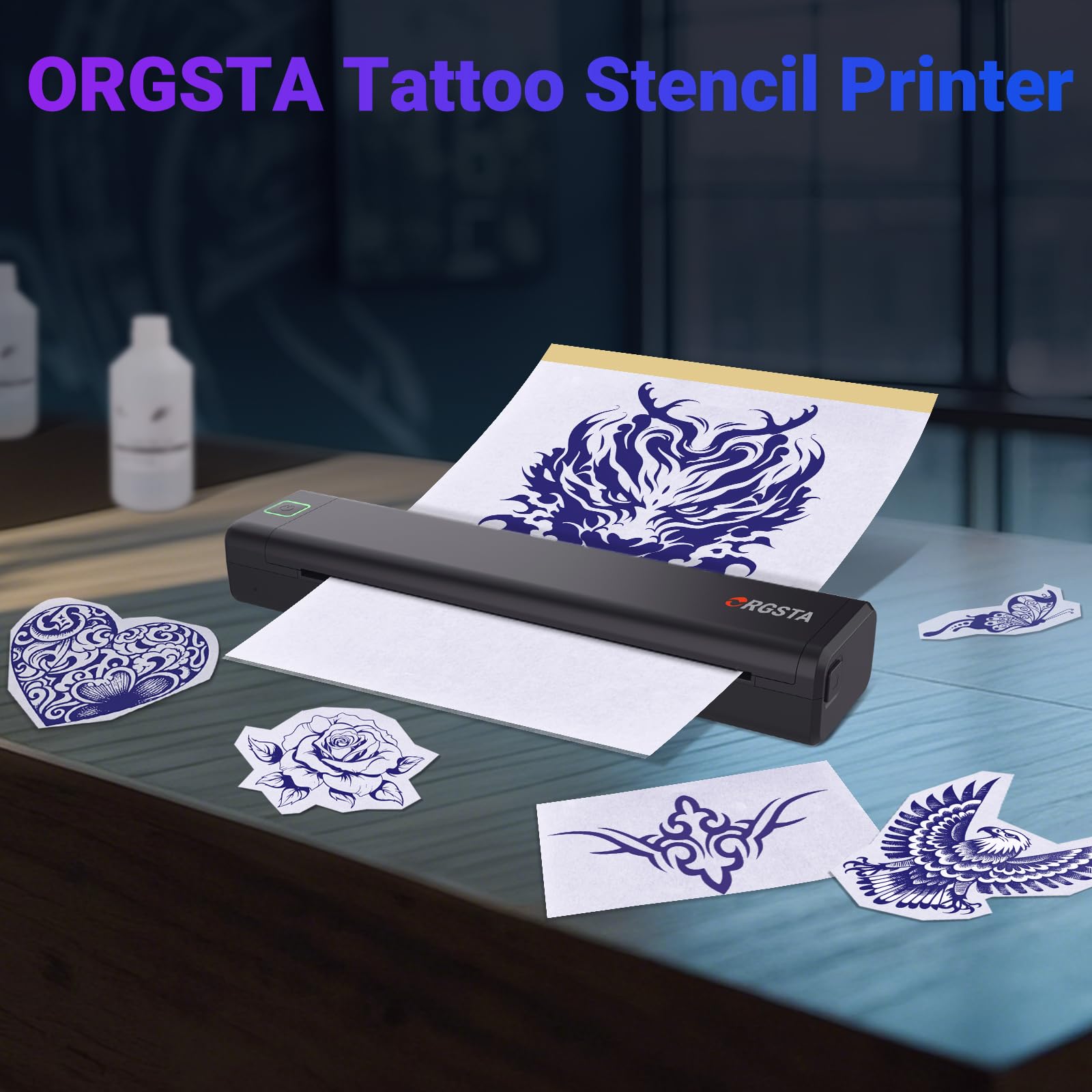 ORGSTA S008 Stampante per Tatuaggi Termica Bluetooth, Trasferimento Stencil Portatile