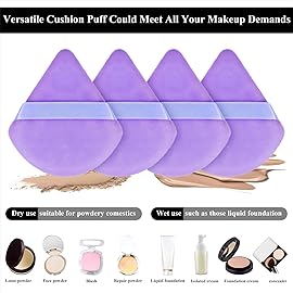 Maitys 12 Pcs Powder Puff Triangle for Face Makeup Cosmetic Loose Powder Puff Velour Soft Body Washable Reusable Foundation Sponge Wet Dry Makeup Tool for Women(Small,Purple)
