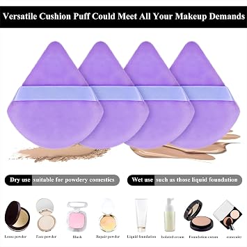 Maitys 12 Pcs Powder Puff Triangle,2.76 Inch,Purple