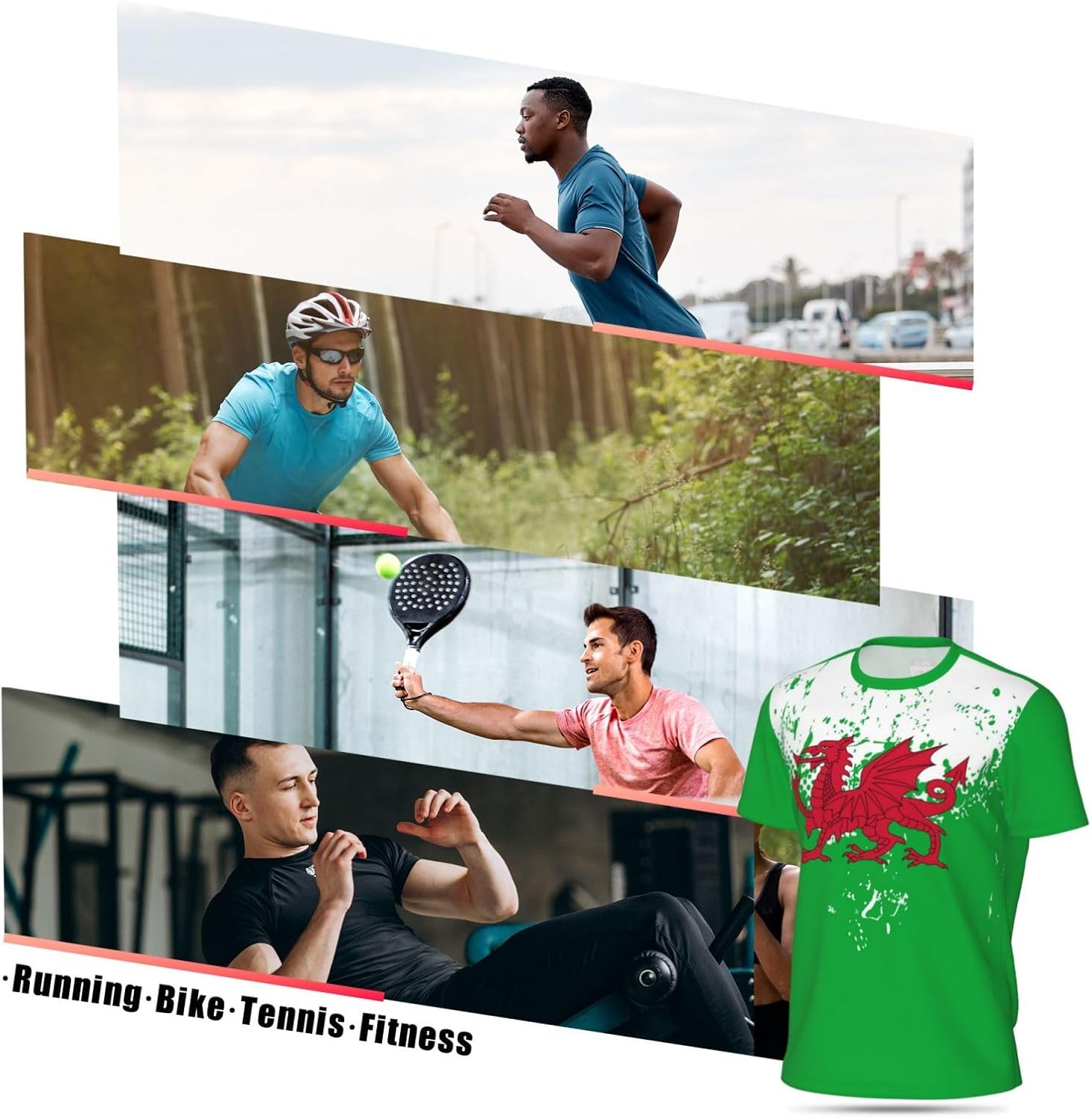 Wales Flag Grain Sports Mesh T-Shirt Retro Jerseys for Running Cycling Soccer Tennis Fitness Climbing