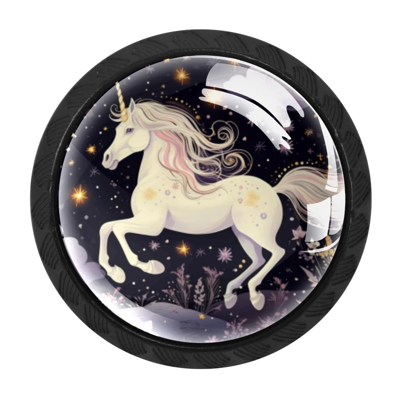 Chenzzzz Multicolored 20 4 Pieces Starry Unicorn Drawer Knobs, 35Mm Black Cabinet Knobs, Drawer Pulls And Knobs, Dresser Drawer Knobs, Cabinet Hardware Kitchen Cabinet Knobs