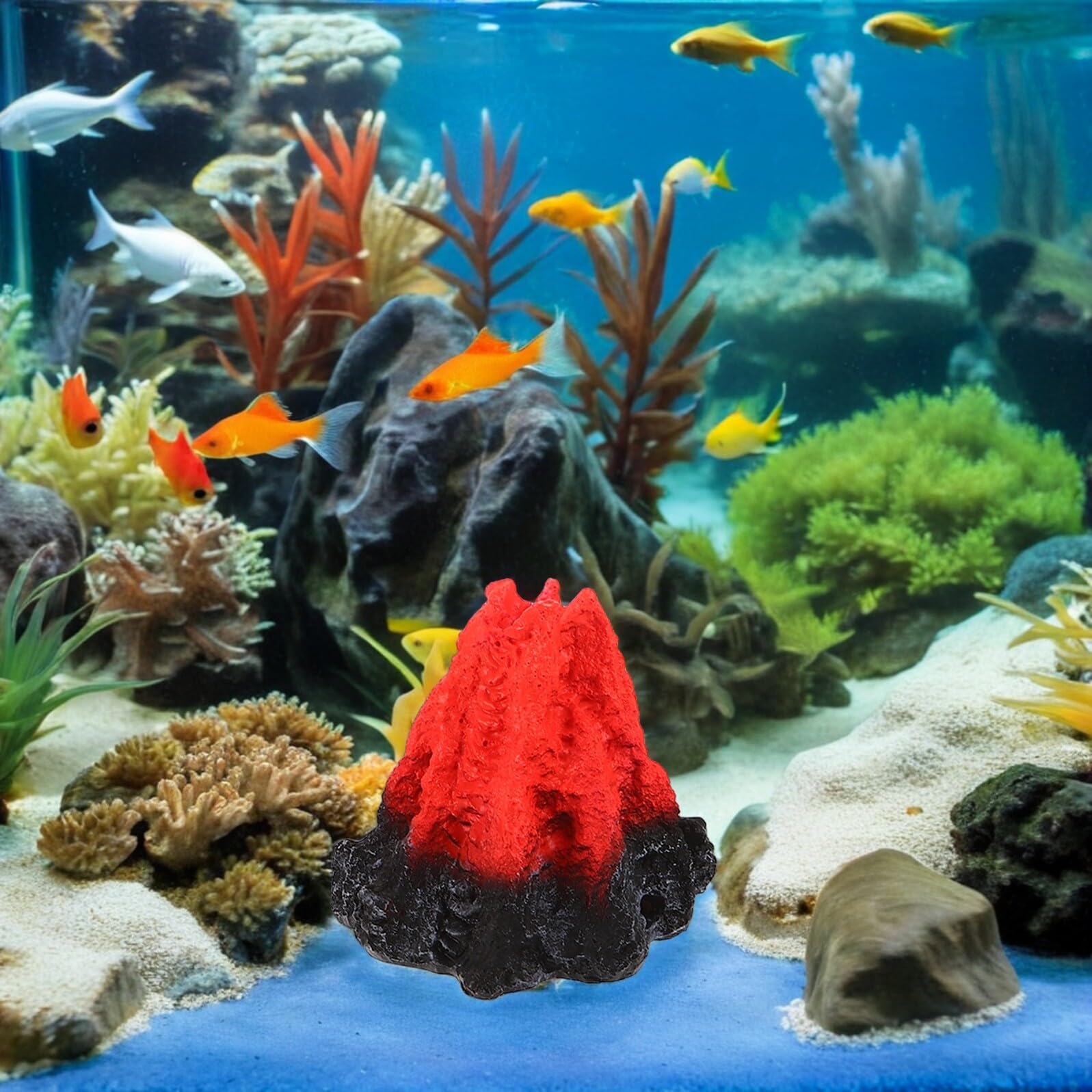 SEWACC Aquarium Vulkan Dekoration 3 Stück Kunstharz Vulkanmodell Realistisch für Süß und Meerwasser Aquarienlandschaft