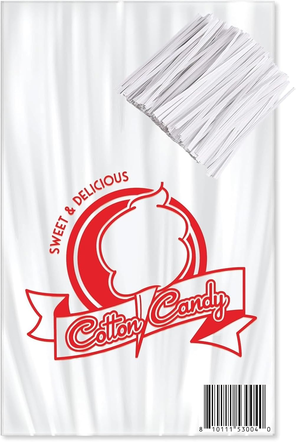 Bits N Things Printed Cotton Candy Bags with Ties | Party Event Carnival Fair | 11 1/2" x 18 1/2" | 8 Mil Thick | 400 Count
