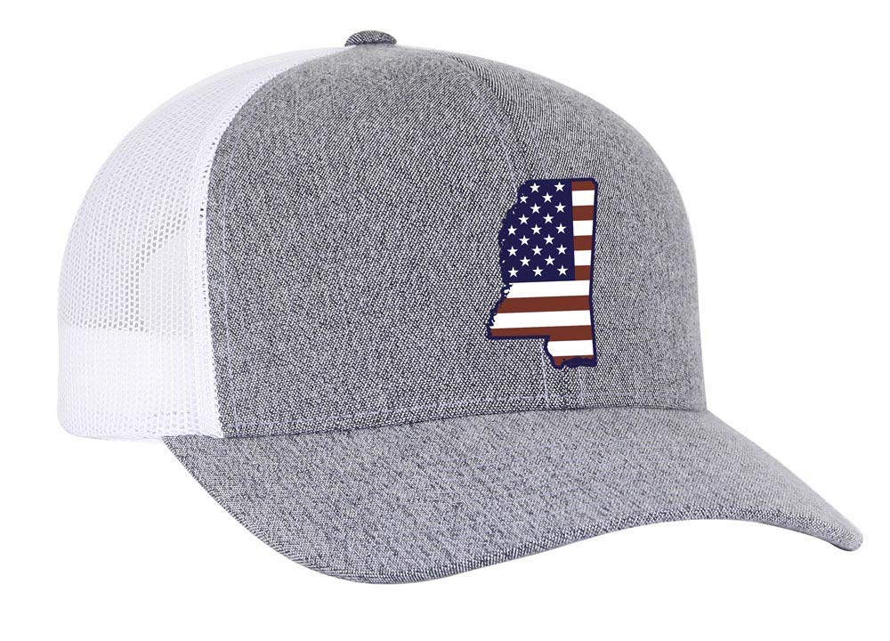 Heritage PrideGrey Heather and White American Flag Embroidered State Pride Hats