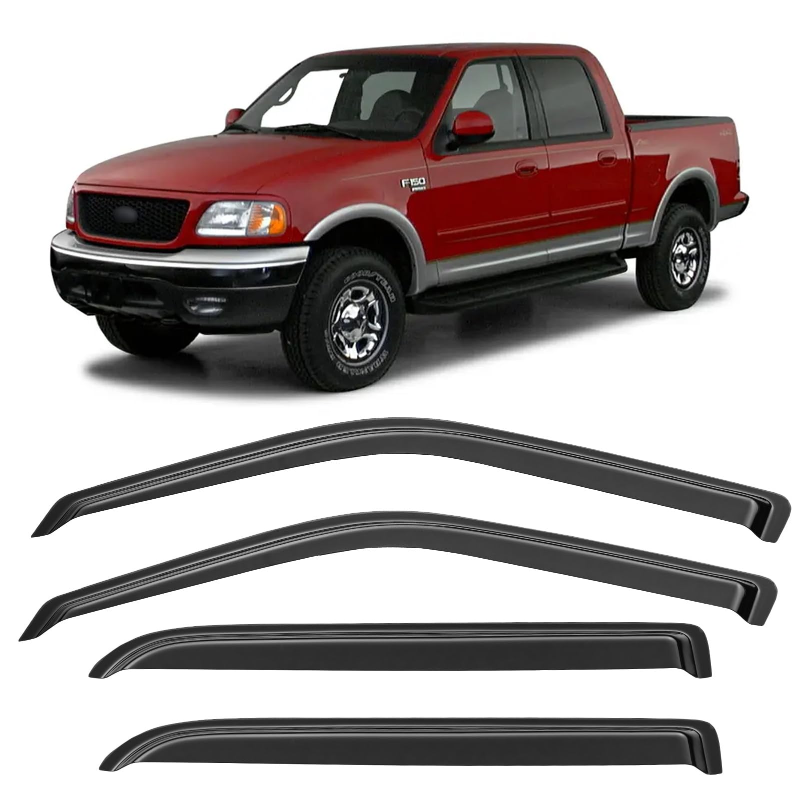 Window Rain Guards Visors for 2001 2002 2003 Ford F150 SuperCrew Cab, Window Vent Wind Shades Deflectors for 2002 2003 Lincoln Blackwood