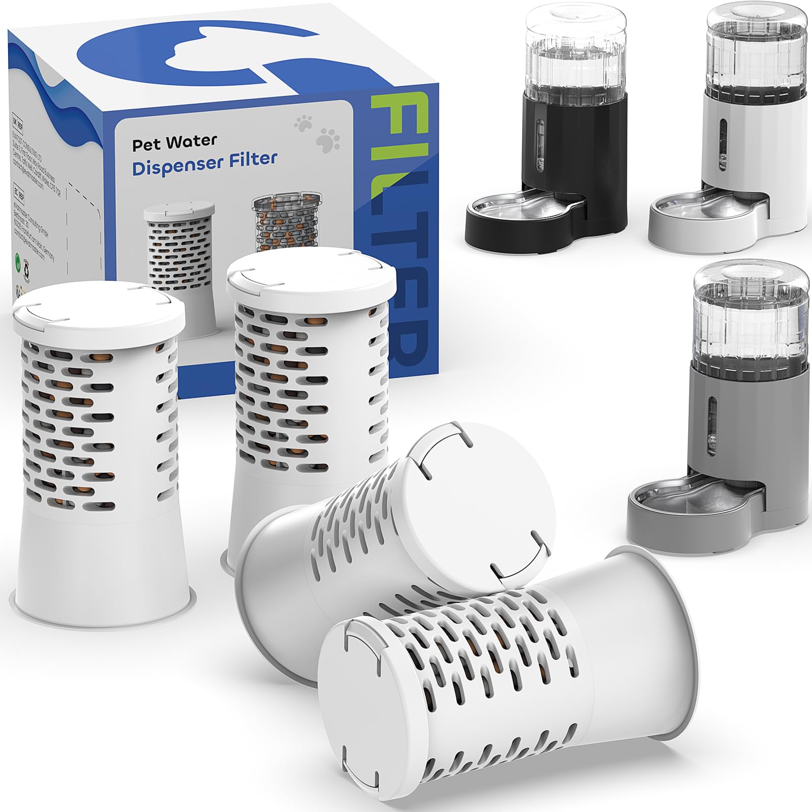 JUNSPOW Cat Filtr do wody, 4-stopniowy system filtrowania odwróconej osmozy (4 sztuki) do automatycznego nawadniania zwierząt domowych, dozownik wody