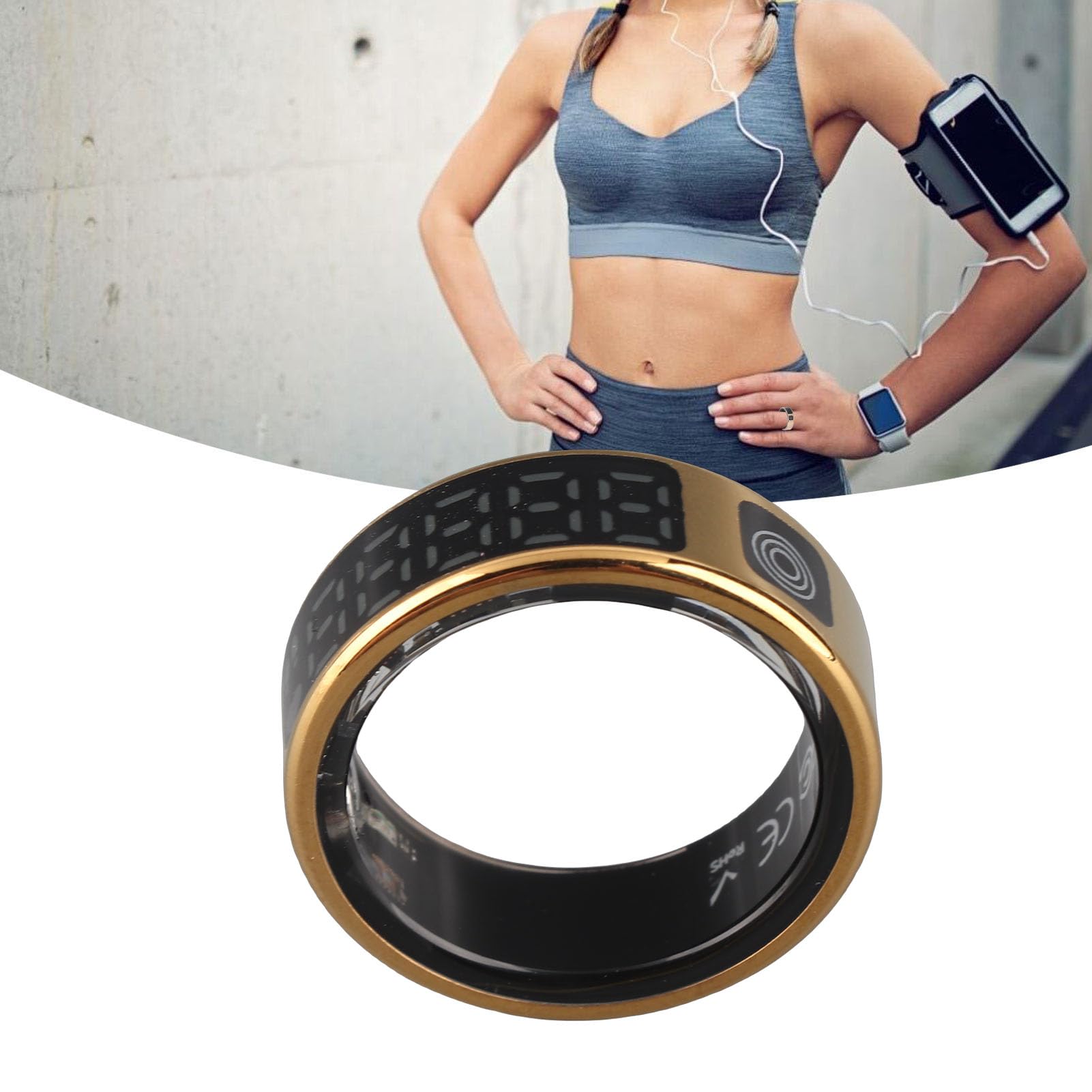 Bague intelligente avec étui de charge, écran tactile, connectivité IP68, compteur de pas, plusieurs modes sportifs, traqueur de fitness quotidien, en acier inoxydable (#9)
