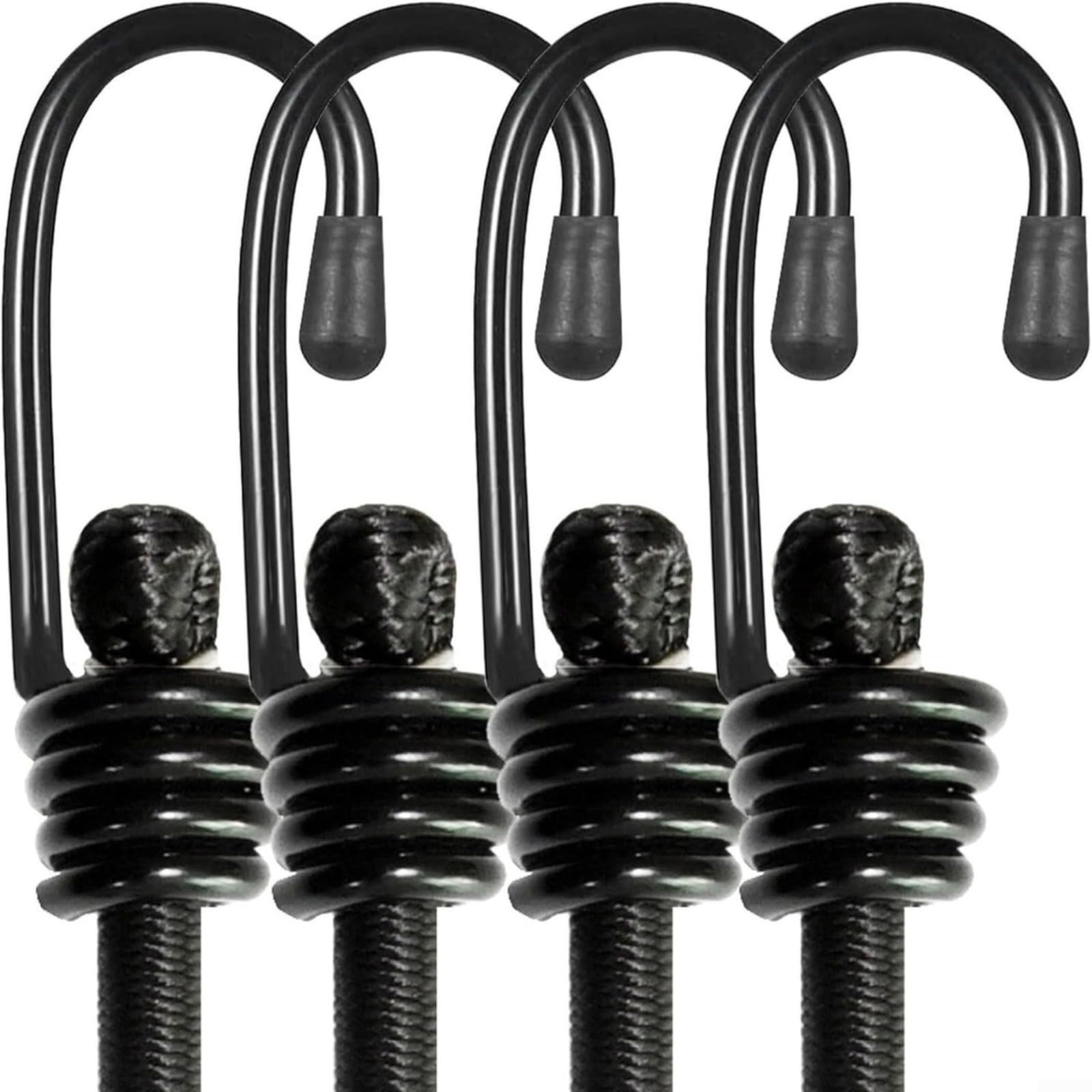 Cavi elastici resistenti con ganci, 35 kg, resistenza alla trazione, nucleo in lattice di polipropilene, nero, per fissare il carico su moto, biciclette e campeggio (120 cm x 10 pezzi)