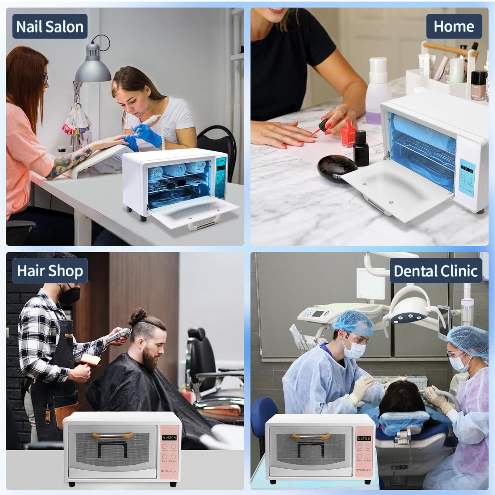 Sterilizzatore per estetista, sterilizzatore a calore secco a doppio ripiano, 48L Sterilizzatore per Utensili Unghie, Professionale Sterilizzatore per Salone di Bellezza Manicure Barbiere (Blu)