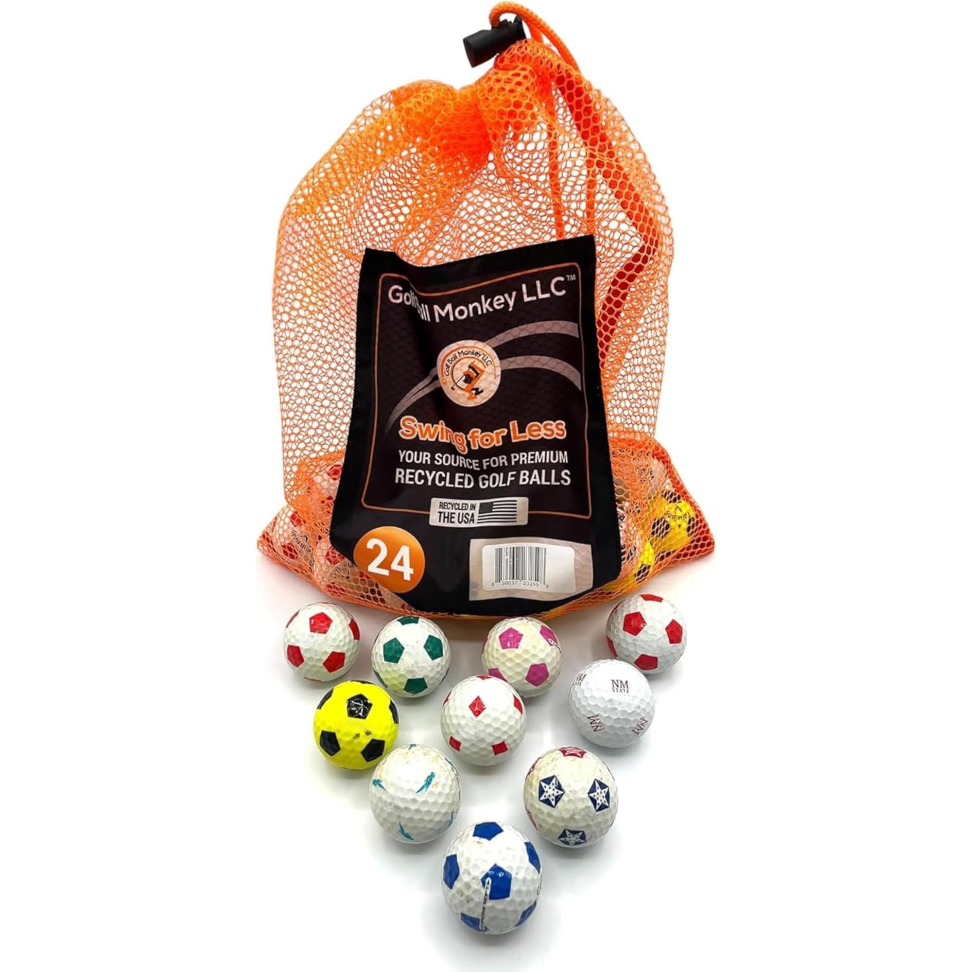 Golf Ball Monkey Recycled for Chrome Soft Truvis Soccer Golf Balls Multicolored Mix in Good Condition Used Truvis Golf Balls Soccer with Mesh Bag