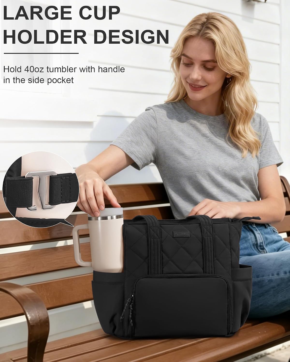 Bagstellar Lunch Tote Bag for Women, 3 in 1 Work Bag with Lunch Compartment