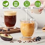 Mfacoy Tasses de café en verre 4, Coupe de café claire et grande 15 Oz avec poignées pour boissons chaudes, tasses claires pour le thé, Cappuccino, Latte, café Espresso, jus, tasse de café en verre