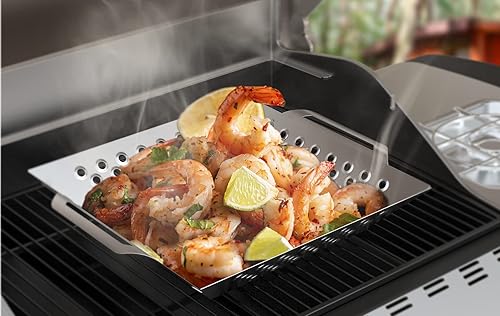 Miniatura 4 de Onlyfire - Cesta cuadrada de acero inoxidable resistente para asar verduras, carnes y mariscos, cesta para parrilla de verduras, accesorios para