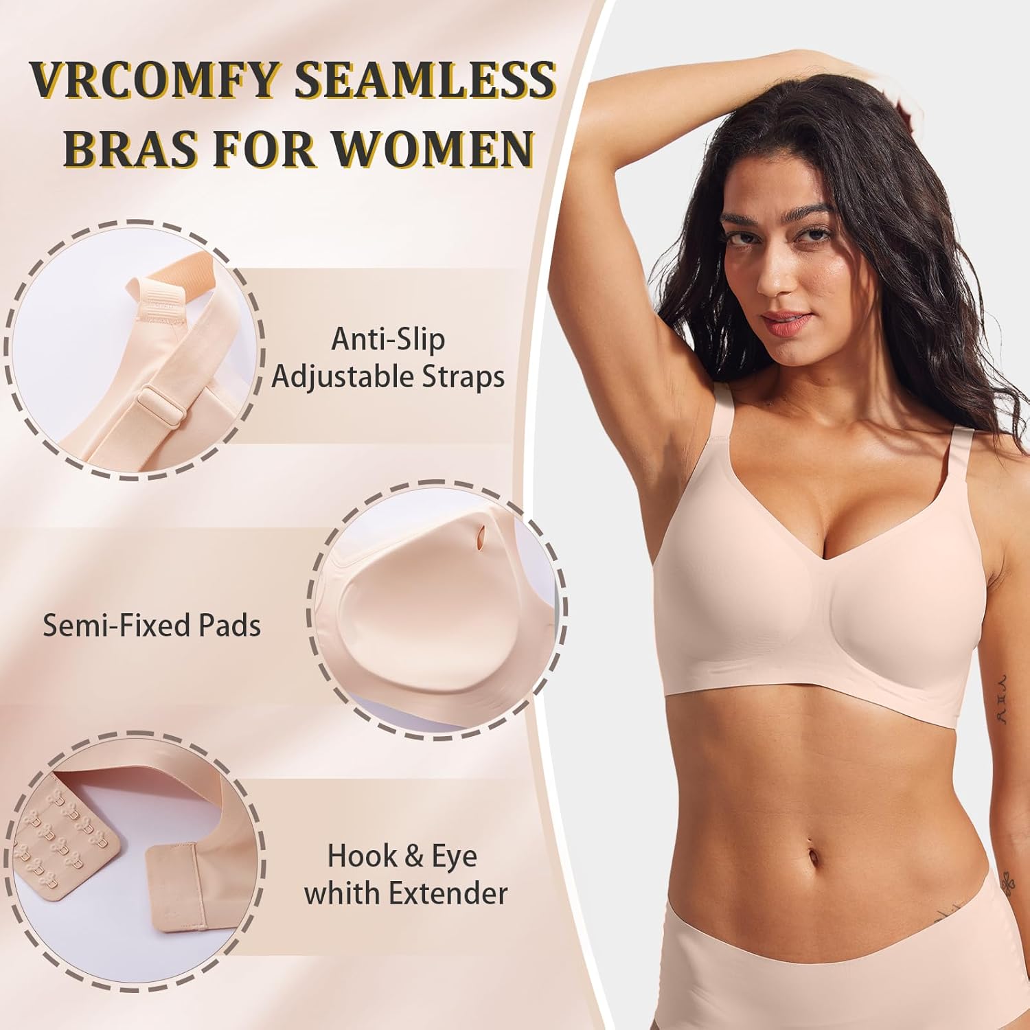 Jelly Wireless Push Up Bra,Seamless Full Coverage Buttery Soft T-Shirt Bra for Everyday Wear - Image 2