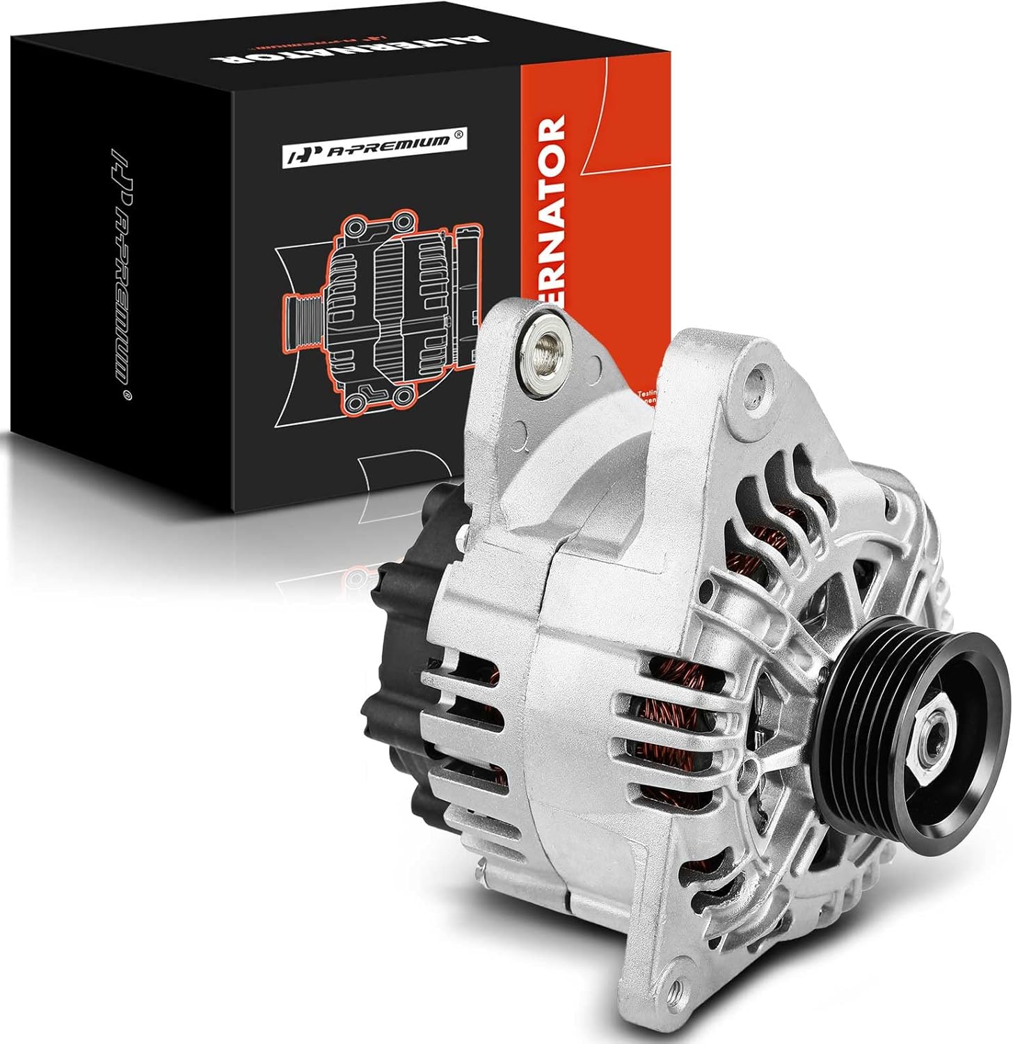 A-Premium Alternator Compatible with Hyundai Santa Fe 01-04, Sonata 99-04, Tiburon 03-04 & Kia Magentis 01-04, Optima 01-04, 2.5L 2.7L, 12V 110A CW 6-Groove Pulley, Replace# 37300-37405