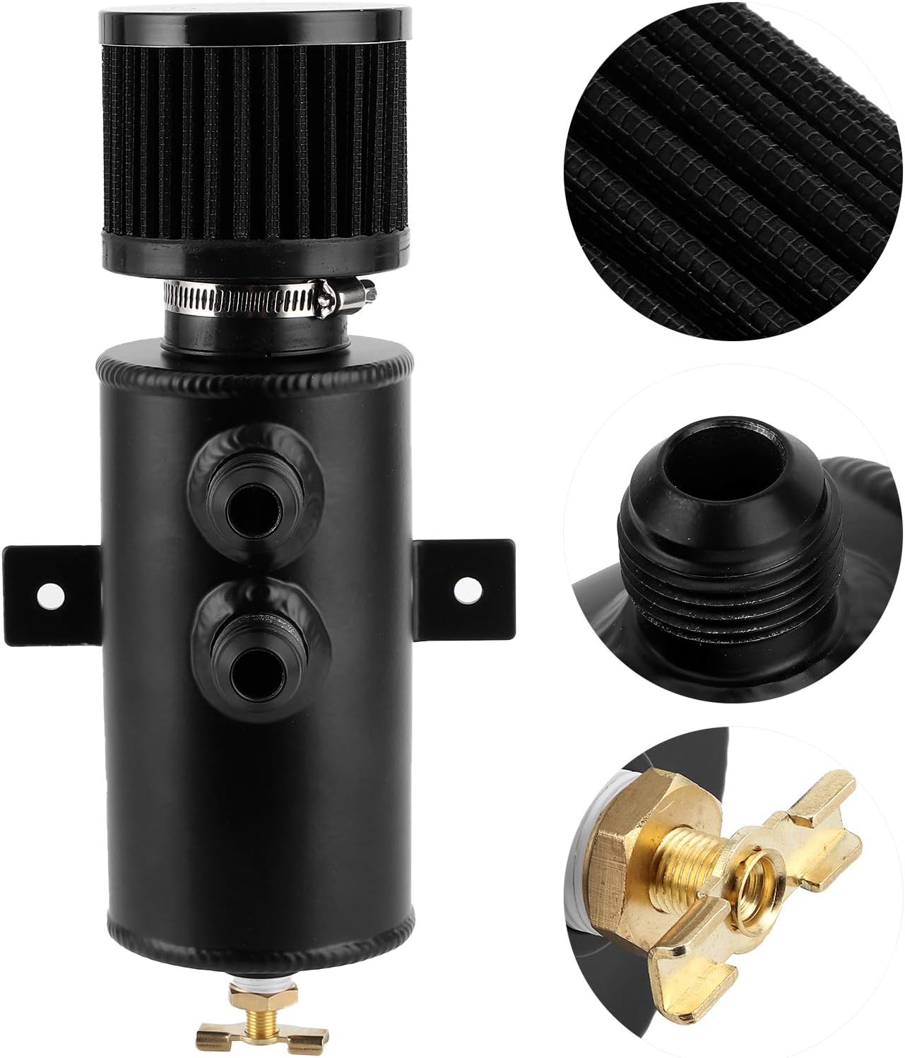 750ml Universal AN10 Aluminium Baffled Oil Catch Can Kit with Hose Fitting and Filter