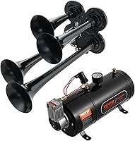 Vista 9 de VEVOR Kit de bocina de aire de 4 trompetas, bocinas de tren de 150 dB para camionetas pickup, compresor de aire de 12 V 120 psi, tanque de 0.8