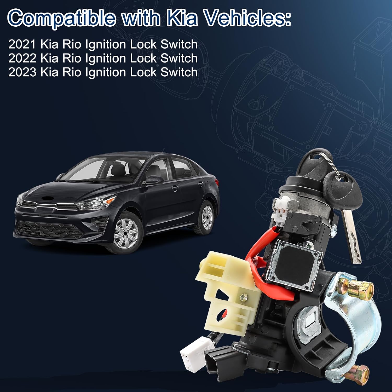 81900-H9G00 Ignition Lock Cylinder Switch Assembly with 2 Keys Compatible with 2021-2023 Kia Rio 1.6L, Replace 81900-H9C00 81900-H9F00 81900-H9D00