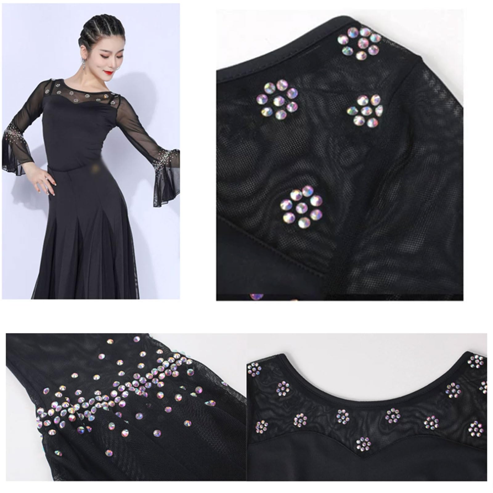 Tops Balletto Donna Costume Prestazioni Latino Tango Camicie Sala da Ballo