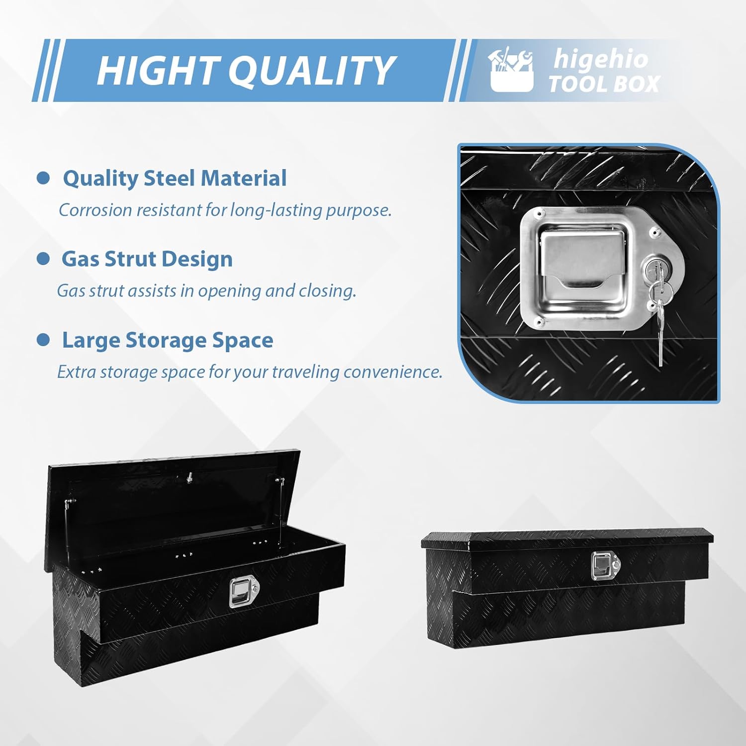 36 Inch Truck Side Tool Box,Aluminum Side Tool Box for Truck Bed with Paddle Latch，Side Mount Tool Box for Pickup Truck Bed RV, Black(36"X12"X12").