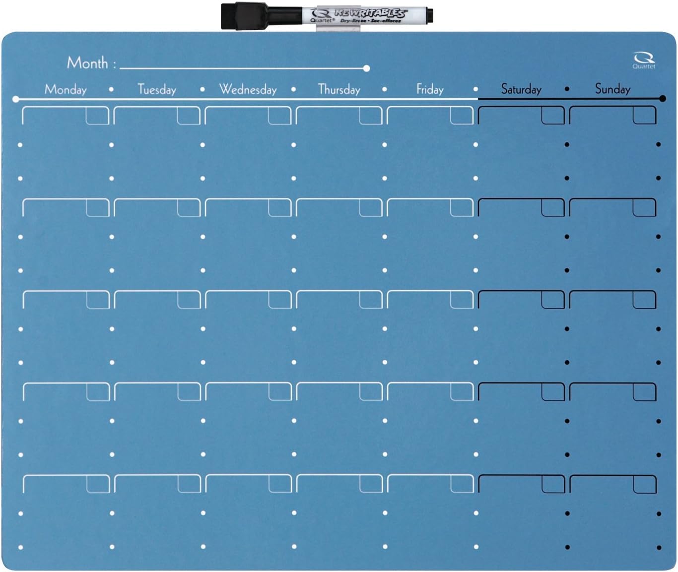 Quartet Dry Erase Calendar, 12" x 15", 1 Month Design