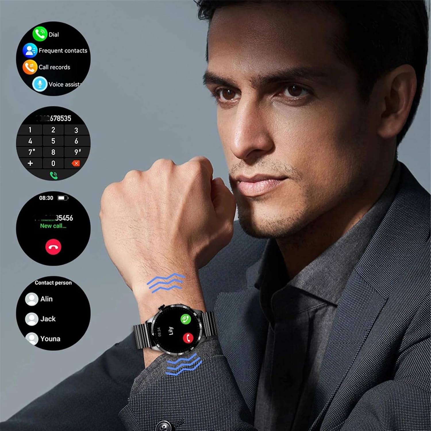 Pro | Smart Watch for Men, Mobile Watch Fitness Tracker with 1.45" AMOLED Display with IP68 Waterproof for Android iOS Bluetooth Calling 2026 - view 7