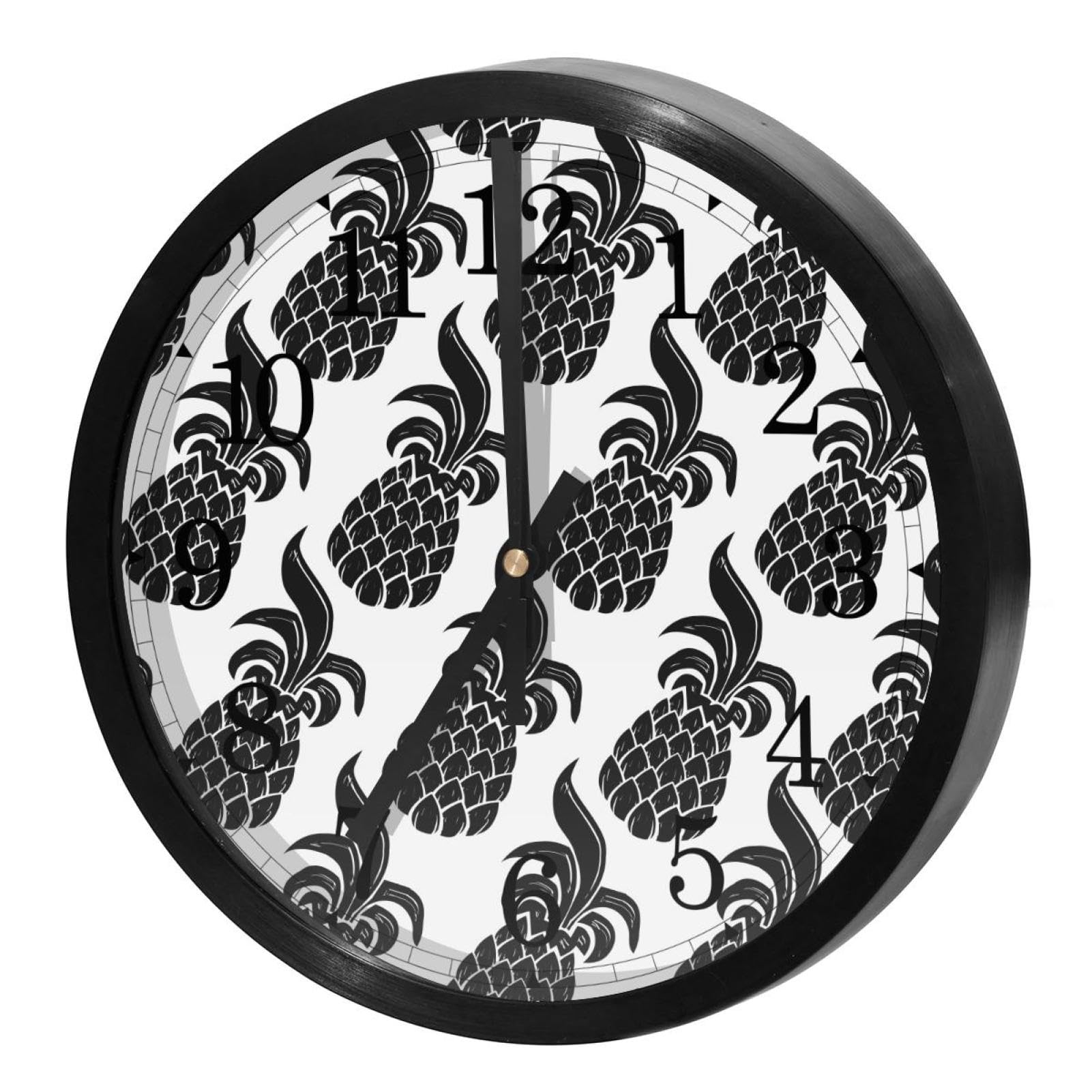 Horloge murale silencieuse contre les nuisances sonores cadran rond ananas sans tic-tac