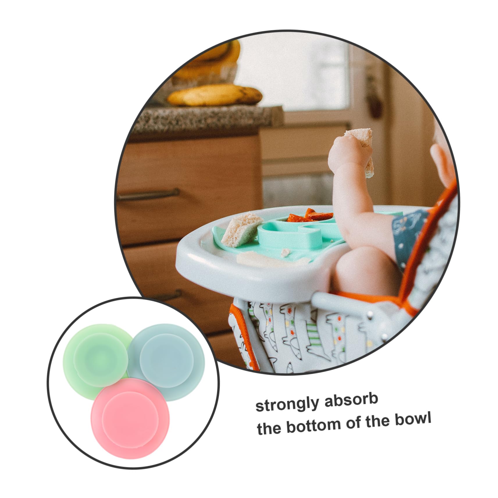 FUNOMOCYA Suction Bowl for Kids Silverware Fixing Pad Kids Cutlery Set Food Bowl Lids Random Color
